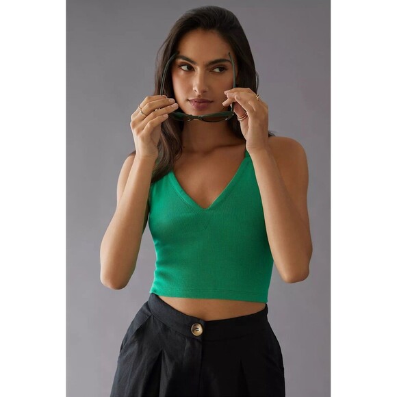 Womens Size L Maeve Anthropologie Strappy Tank Green NWT - Picture 1 of 11